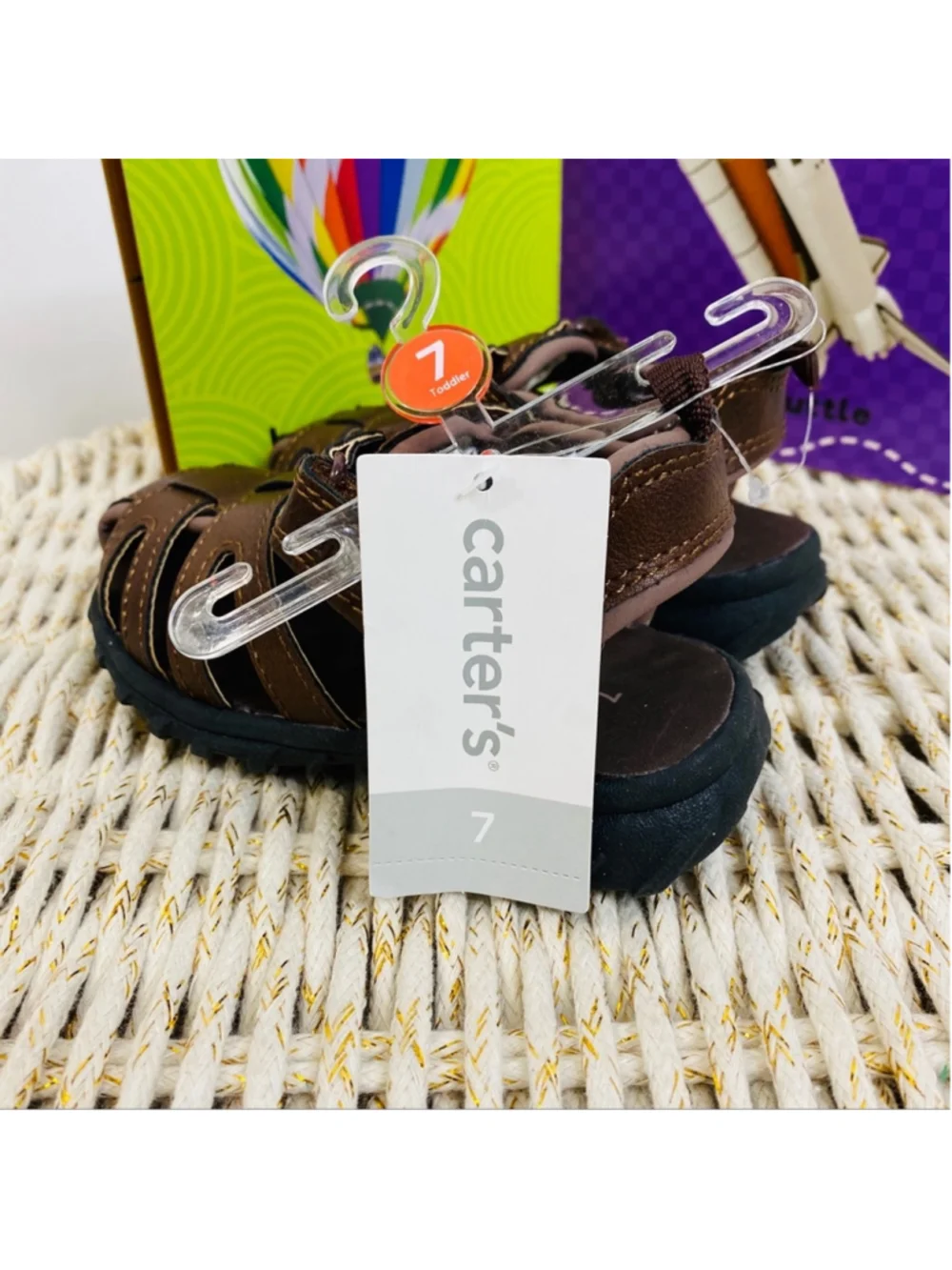 Carter's Toddler Boy's Brown Hook & Loop Closure Sandals Shoes Size 6 NWT